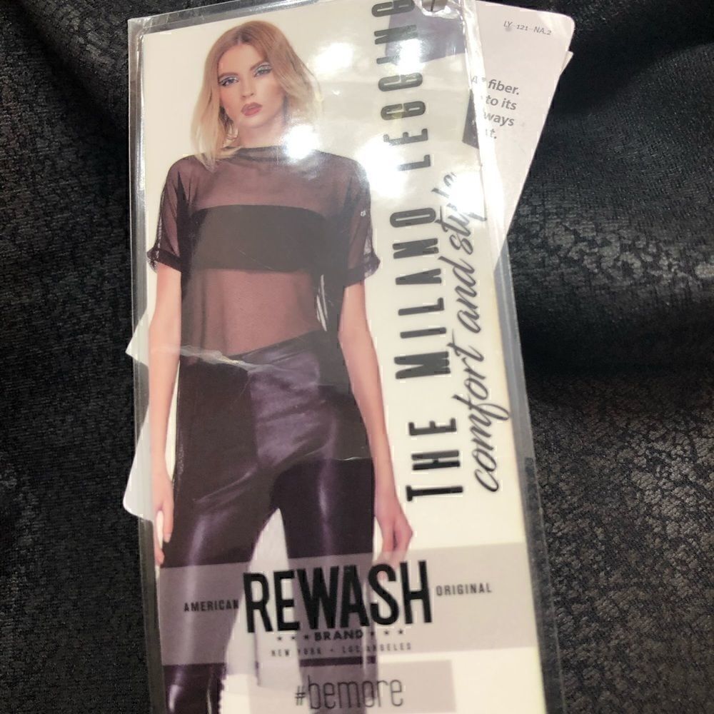 Women’s black Rewash leggings. Looks like faux leather almost.